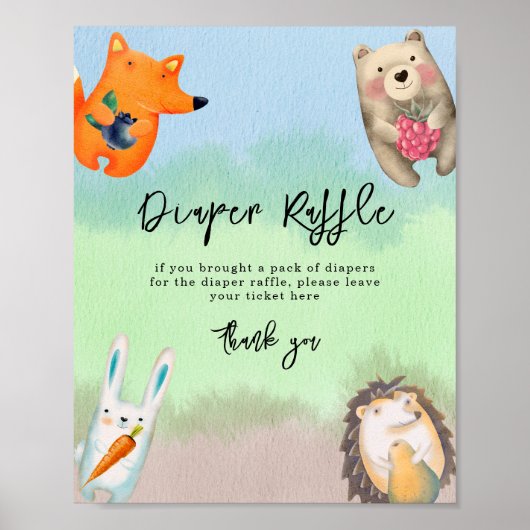 森の動物 – おむつラッフルゲーム ポスター (正面)