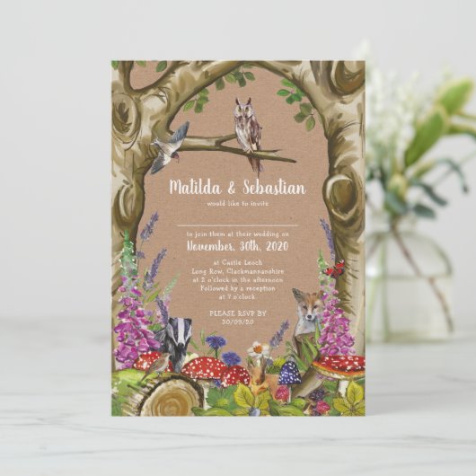 森の動物 ウェディング 招待状 (スタンド正面)