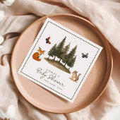 森の動物 ウォーターカラー ベビーシャワー スタンダードカクテルナプキン