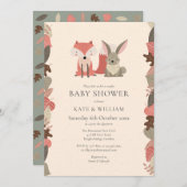 森の動物 カップル ベビーシャワー スプリンクル 招待状 (正面/裏面)