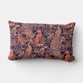 森の動物,キツネ,孔雀,ハレピンクブルーフローラ ランバークッション (裏面)