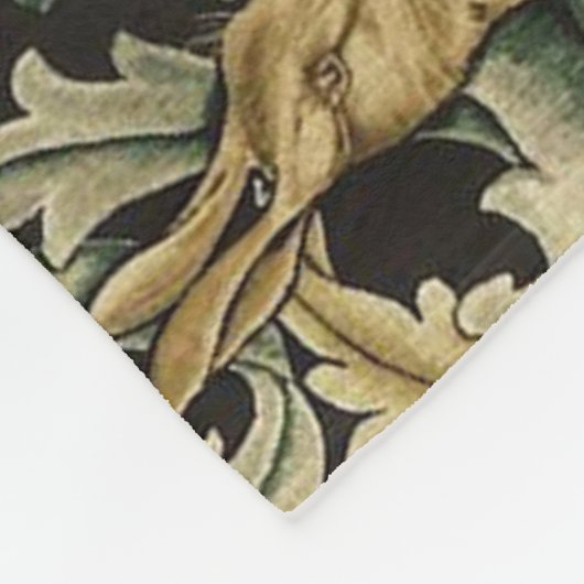 森の動物,キツネ,孔雀,緑のフローラのウサギ フリースブランケット (角)