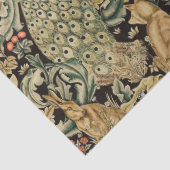 森の動物，キツネ，孔雀，緑のフローラのウサギ 薄葉紙 (詳細)