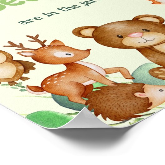 森の動物 クマ 緑 エucalyptus ゲーム ポスター (角)