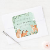 森の動物 グリーンのブックプレートステッカー スクエアシール (封筒)