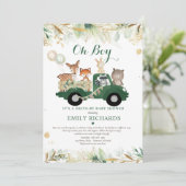 森の動物 グリーンドライブ バイ ベビーシャワー 招待状 (スタンド正面)