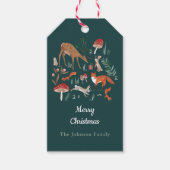 森の動物 グリーン クリスマスパーティ ギフトタグ (正面)