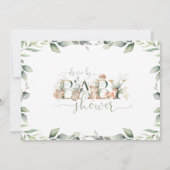 森の動物 グリーン ドライブバイ ベビーシャワー 招待状 (裏面)