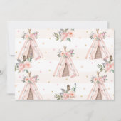 森の動物 シカ ボヘミアントリバル ガール ベビーシャワー 招待状 (裏面)