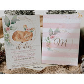 森の動物 シカ 赤ちゃんシャワー 招待状 女の子