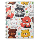 森の動物 シームレスパターン ノートブック (正面)