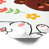 森の動物 シームレスパターン ポスター (コーナー)