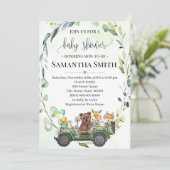 森の動物 ドライブスルー ベビーシャワー 招待状 (スタンド正面)