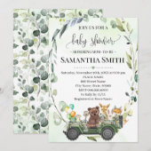 森の動物 ドライブスルー ベビーシャワー 招待状 (正面/裏面)