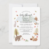 森の動物 ナチュラル ボーイズ ベビーシャワー 招待状 (正面)