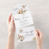 森の動物 パンプキン 秋の花のベイビーシャワー オールインワン招待状 (貼ってはがせる)