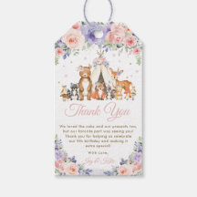 森の動物 ピンクとパープルの花の感謝の気持ち