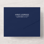 森の動物 ブルー ウッド ベビーシャワーとラッフル オールインワン招待状 (裏面)