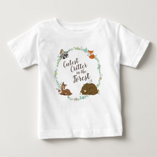 森の動物 ベビーシャワー ベビーTシャツ (正面)