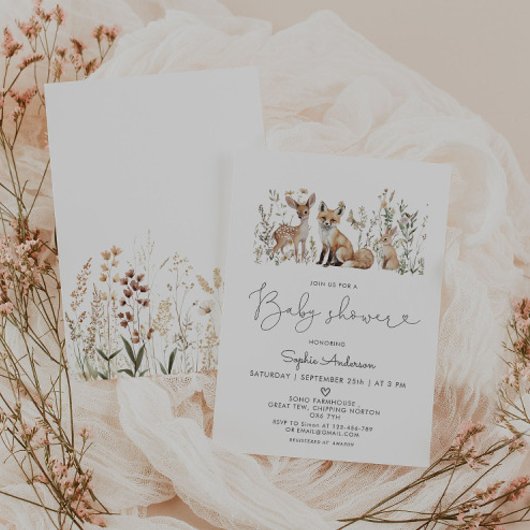 森の動物 ベビーシャワー 招待状