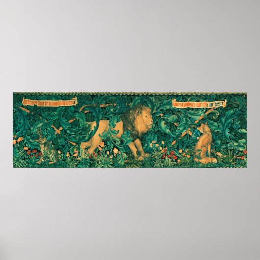 森の動物,ライオン, W.モリスのデジタルの詳細 ポスター (正面)