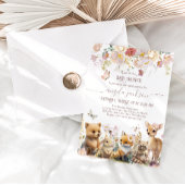 森の動物 ワイルドフラワー ガール ベビーシャワー 招待状