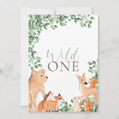 森の動物 ワイルドワン 初誕生日 招待状 (裏面)