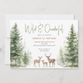森の動物「ワイルド＆ワンダフル」子供の誕生日 招待状 (正面)