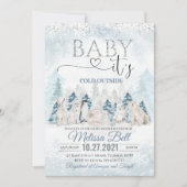 森の動物 北極の動物 冬のベビーシャワー 招待状 (正面)