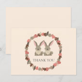 森の動物 双子 ありがとう サンキューカード (正面/裏面)