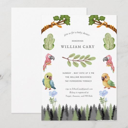 森の動物 招待状 (正面/裏面)