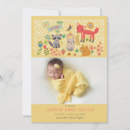 森の動物 新生児 誕生のお知らせ 招待状