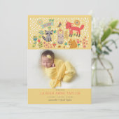 森の動物 新生児 誕生のお知らせ 招待状 (スタンド正面)