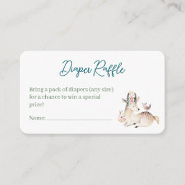 森の動物 木のおもちゃの赤ちゃんシャワー おむつくじ引き エンクロージャーカード