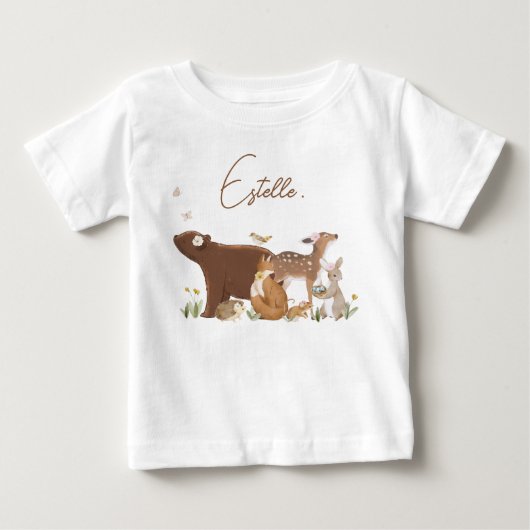 森の動物 森の仲間たち ベビーシャワー ベビーTシャツ (正面)