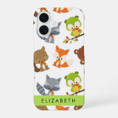 森の動物, 森林動物, あなたの名前 iPhone 16ケース (裏面)