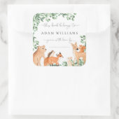 森の動物 白い本のしおりシール スクエアシール (バッグ)