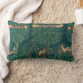 森の動物,緑のキツネ,シカ,ウサギ,モリス ランバークッション (ブランケット)