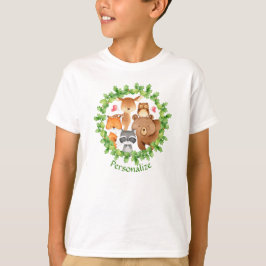森の動物 赤ちゃんくま アライグマ リス 誕生日 Tシャツ