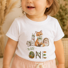 森の動物 赤ちゃんの1歳の誕生日Tシャツ ベビーTシャツ