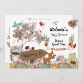 森の動物 赤ちゃん歓迎のご案内 招待状 (正面/裏面)