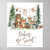 森の動物 赤ちゃん歓迎サイン Babies are Sweet ポスター (正面)