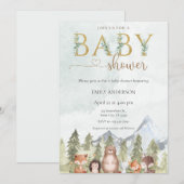 森の動物 赤ちゃん歓迎会 招待状 (正面/裏面)