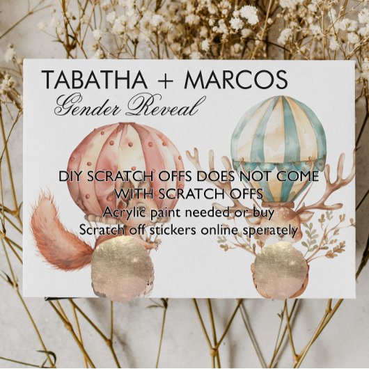 森の動物 赤ちゃん発表ゲーム DIY スクラッチカード 案内ポストカード