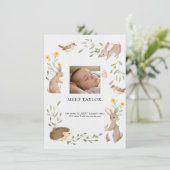 森の動物 赤ちゃん フォト 出生発表 エンクロージャーカード (スタンド正面)