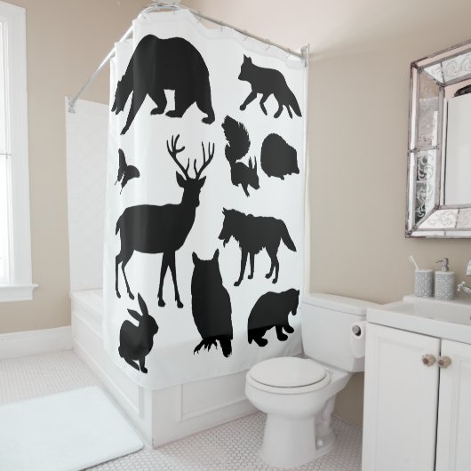 森の動物，野生動物 シャワーカーテン (インサイチュ)