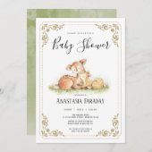 森の動物 鹿の赤ちゃんのお披露目会 招待状 (正面/裏面)