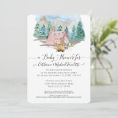 森の動物 鹿 クマ 花の少女 ベビーシャワー 招待状 (スタンド正面)