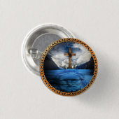 森の十字架に海中のイエス 缶バッジ (正面&裏面)