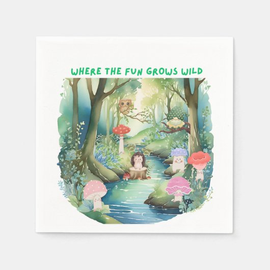 森の友だちと一緒に楽しめるキノコ|過去記事 スタンダードカクテルナプキン (正面)